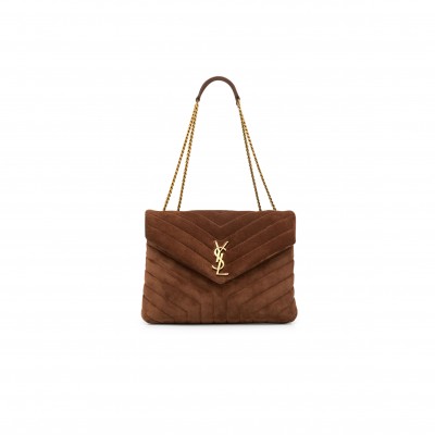 YSL LOULOU MEDIUM CHAIN BAG IN SUEDE 487216522436 (32*22*12cm)